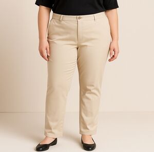 L.L. Bean Classic Fit Pants Women’s Size 20 M/T Beige Khaki Straight Leg(Ref 51)